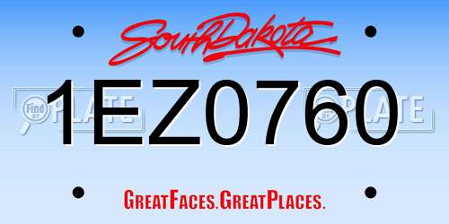 1EZ0760 South Dakota License Plate