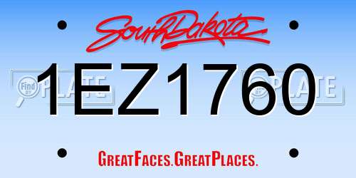1EZ1760 South Dakota License Plate