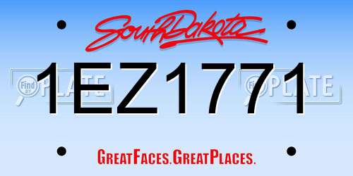 1EZ1771 South Dakota License Plate