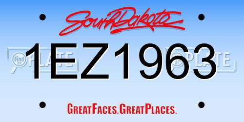1EZ1963 South Dakota License Plate