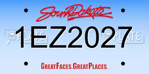 1EZ2027 South Dakota License Plate