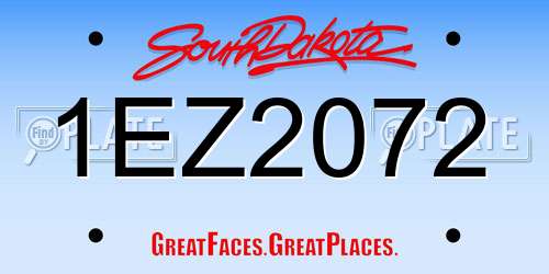 1EZ2072 South Dakota License Plate