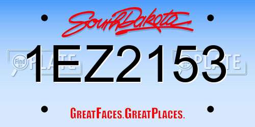 1EZ2153 South Dakota License Plate