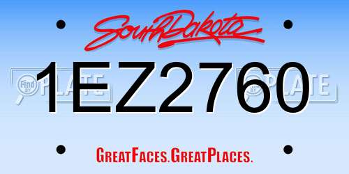 1EZ2760 South Dakota License Plate