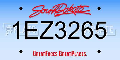 1EZ3265 South Dakota License Plate