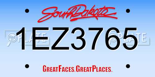 1EZ3765 South Dakota License Plate