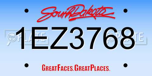 1EZ3768 South Dakota License Plate