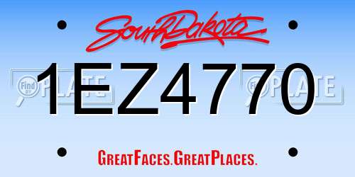 1EZ4770 South Dakota License Plate