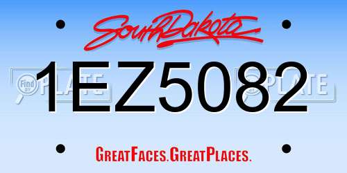 1EZ5082 South Dakota License Plate