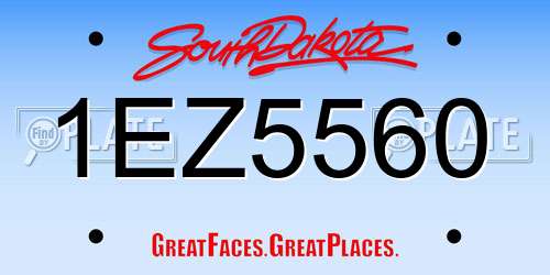 1EZ5560 South Dakota License Plate