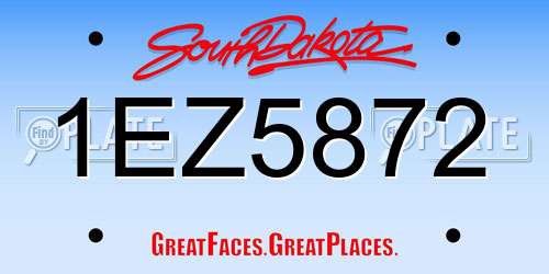 1EZ5872 South Dakota License Plate