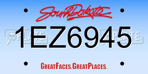 1EZ6945 South Dakota License Plate