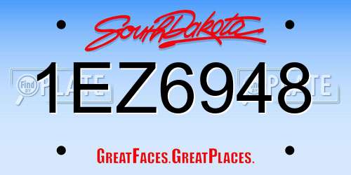 1EZ6948 South Dakota License Plate