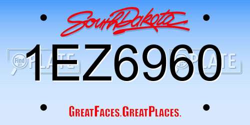 1EZ6960 South Dakota License Plate