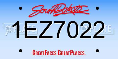 1EZ7022 South Dakota License Plate