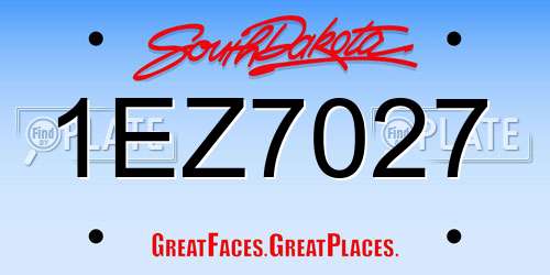 1EZ7027 South Dakota License Plate