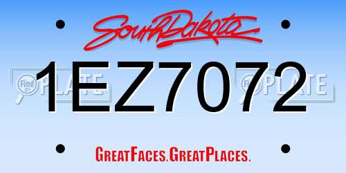 1EZ7072 South Dakota License Plate