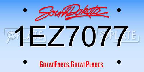 1EZ7077 South Dakota License Plate