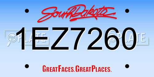 1EZ7260 South Dakota License Plate