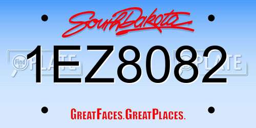 1EZ8082 South Dakota License Plate