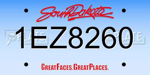 1EZ8260 South Dakota License Plate