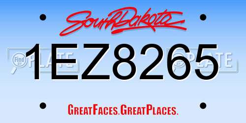 1EZ8265 South Dakota License Plate