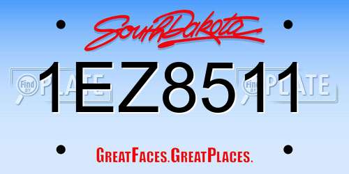 1EZ8511 South Dakota License Plate