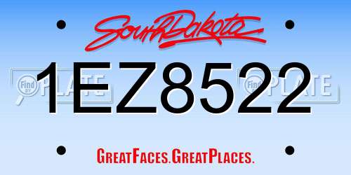 1EZ8522 South Dakota License Plate