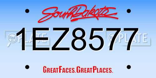 1EZ8577 South Dakota License Plate