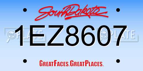1EZ8607 South Dakota License Plate