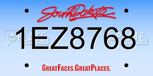 1EZ8768 South Dakota License Plate