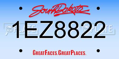 1EZ8822 South Dakota License Plate