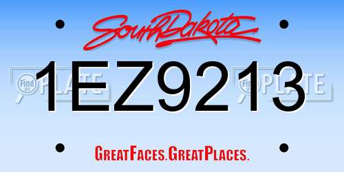 1EZ9213 South Dakota License Plate