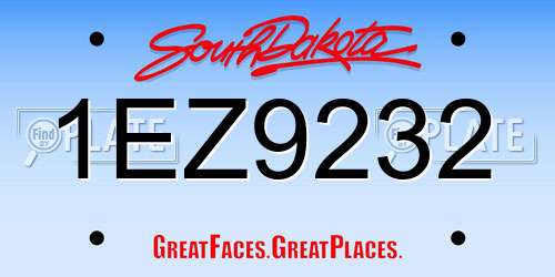 1EZ9232 South Dakota License Plate