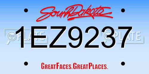 1EZ9237 South Dakota License Plate