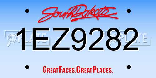 1EZ9282 South Dakota License Plate