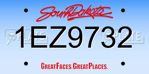 1EZ9732 South Dakota License Plate