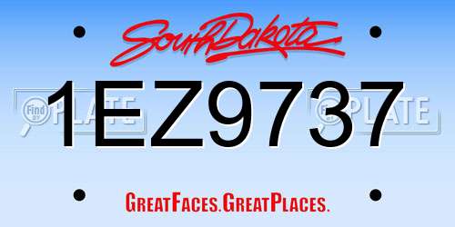 1EZ9737 South Dakota License Plate