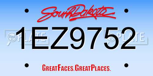 1EZ9752 South Dakota License Plate