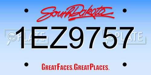 1EZ9757 South Dakota License Plate