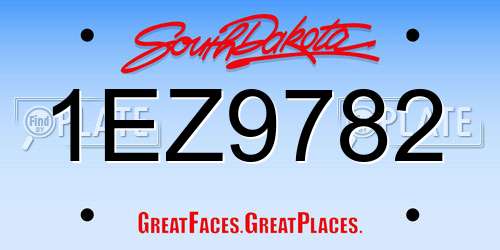 1EZ9782 South Dakota License Plate