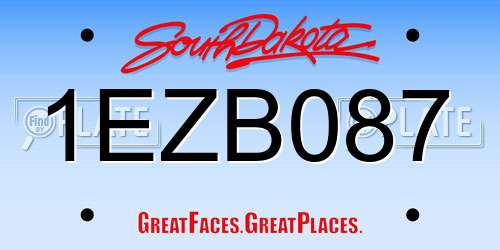 1EZB087 South Dakota License Plate