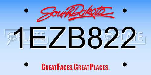 1EZB822 South Dakota License Plate