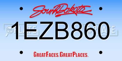 1EZB860 South Dakota License Plate
