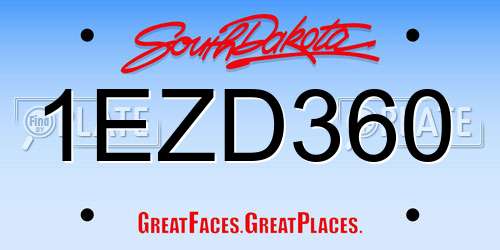 1EZD360 South Dakota License Plate