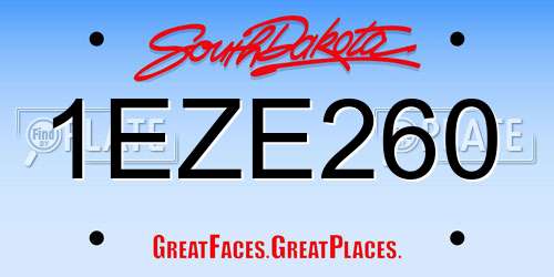 1EZE260 South Dakota License Plate