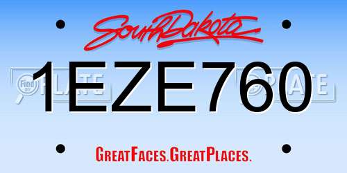 1EZE760 South Dakota License Plate
