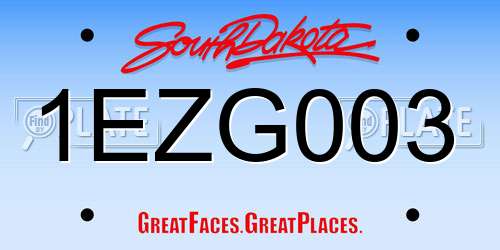 1EZG003 South Dakota License Plate