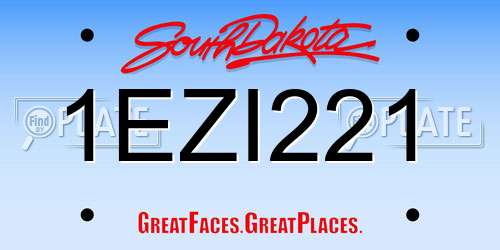 1EZI221 South Dakota License Plate