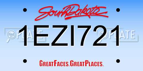 1EZI721 South Dakota License Plate